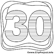 30 ans dessins gratuits – Anniversaire à colorier