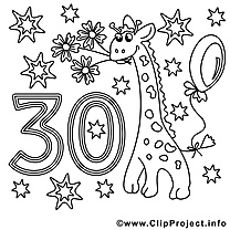 30 ans image à télécharger – Anniversaire à colorier