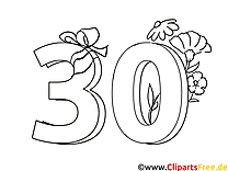 30 ans images gratuites – Anniversaire à colorier