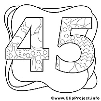 45 ans clip art gratuit – Anniversaire à colorier