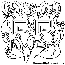 55 ans dessin – Coloriage anniversaire à télécharger
