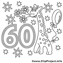 60 ans clipart gratuit – Anniversaire à colorier