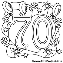 70 ans dessin gratuit – Anniversaire à colorier