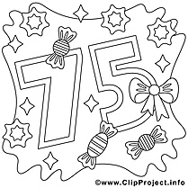 75 ans clip art gratuit – Anniversaire à colorier