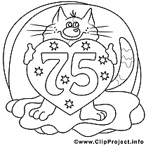 75 ans dessin – Coloriage anniversaire à télécharger