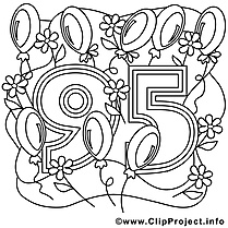 95 ans images gratuites – Anniversaire à colorier