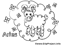 Bélier illustration – Coloriage anniversaire cliparts