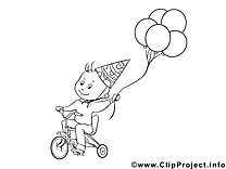 Bicyclette clip art gratuit – Anniversaire à colorier