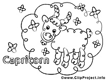 Capricorne images gratuites – Anniversaire à colorier