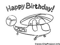 Hélicoptère dessins gratuits – Anniversaire à colorier