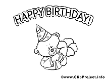 Ours image – Coloriage anniversaire illustration