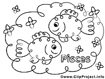 Poissons clip art – Anniversaire image à colorier