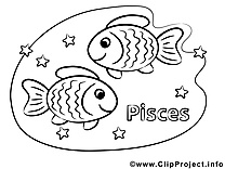 Poissons dessin gratuit – Anniversaire à colorier