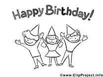 Soirée illustration – Coloriage anniversaire cliparts