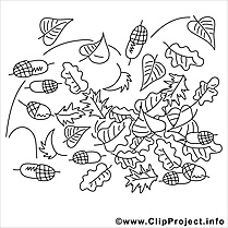 Feuilles image – Coloriage automne illustration