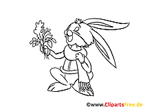 Lapin clipart gratuit – Automne à colorier