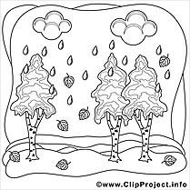 Pluie clipart gratuit – Automne à colorier