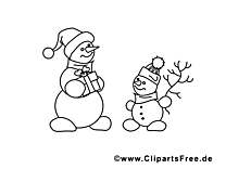 Bonhomme de neige clip art gratuit – Avent à colorier