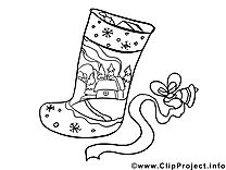 Chaussette clip art – Noël image à colorier