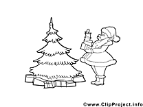 Clipart gratuit sapin – Avent à colorier