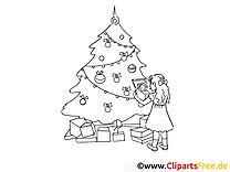 Sapin clipart gratuit – Avent à colorier