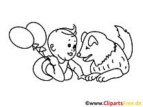 Ballons clipart gratuit – Bébé à colorier