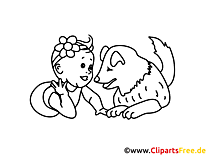 Chien image gratuite – Bébé à colorier