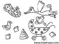Cigogne dessin – Bébé gratuits à imprimer