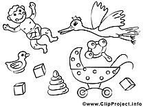 Cigogne dessin gratuit – Bébé à colorier