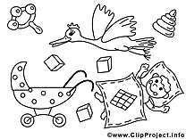 Cigogne images gratuites – Bébé à colorier