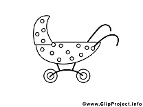 Clip art poussette – Bébé image à colorier