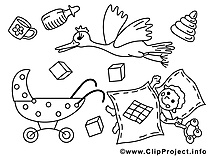 Décoration clip art – Bébé image à colorier