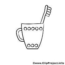 Tasse brosse à dents illustration – Bébé à colorier