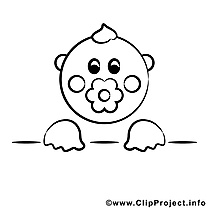 Tête clip art – Bébé image à colorier