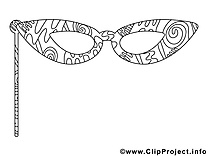 Masque clip art gratuit – Mardi gras à colorier