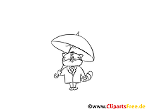 Parapluie dessin – Coloriage chats à télécharger