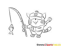 Poisson dessin – Coloriage chats à télécharger