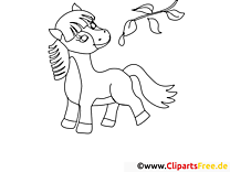 Branche clipart – Cheval dessins à colorier