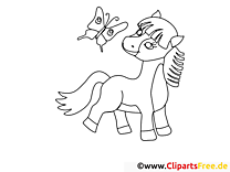 Papillon clipart gratuit – Cheval à colorier