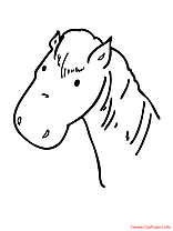 Tête clip art – Cheval image à colorier