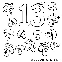 13 champignons illustration – Nombres à imprimer