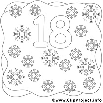 18 flocons image – Coloriage Nombres illustration