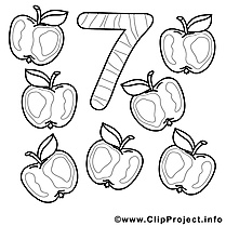 7 pommes dessin – Coloriage Nombres à télécharger