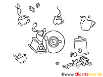 Café clip art – Divers image à colorier