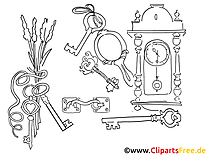 Clefs image gratuite – Divers à colorier