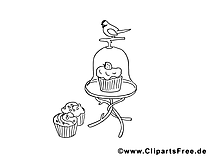 Oiseau gâteaux clipart – Divers dessins à colorier