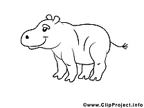 Hippopotame illustration à colorier clipart