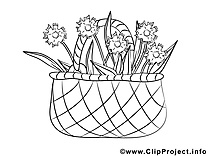 Panier fleurs coloriage clip art gratuit