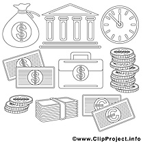 Banque clip art gratuit – Économie à colorier