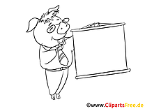 Cochon plan clipart gratuit – Économie à colorier